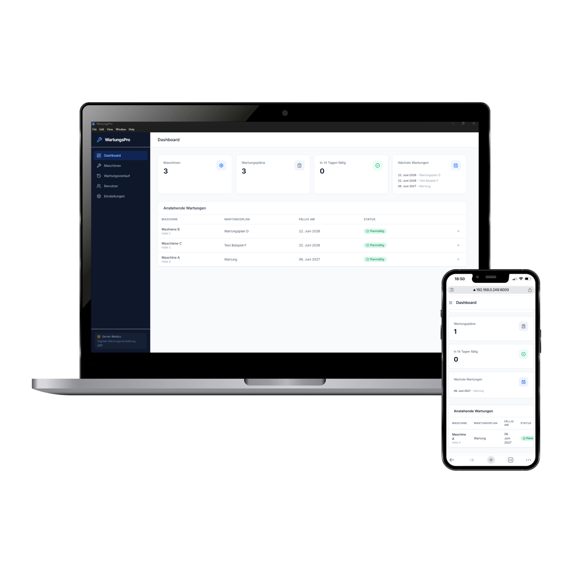 WartungsPro Software auf Laptop